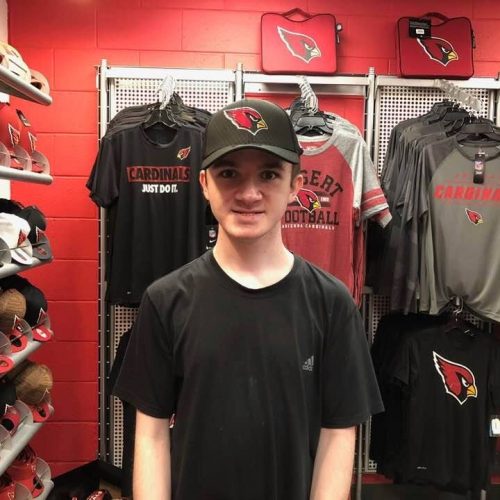 Connor in Cardinals store